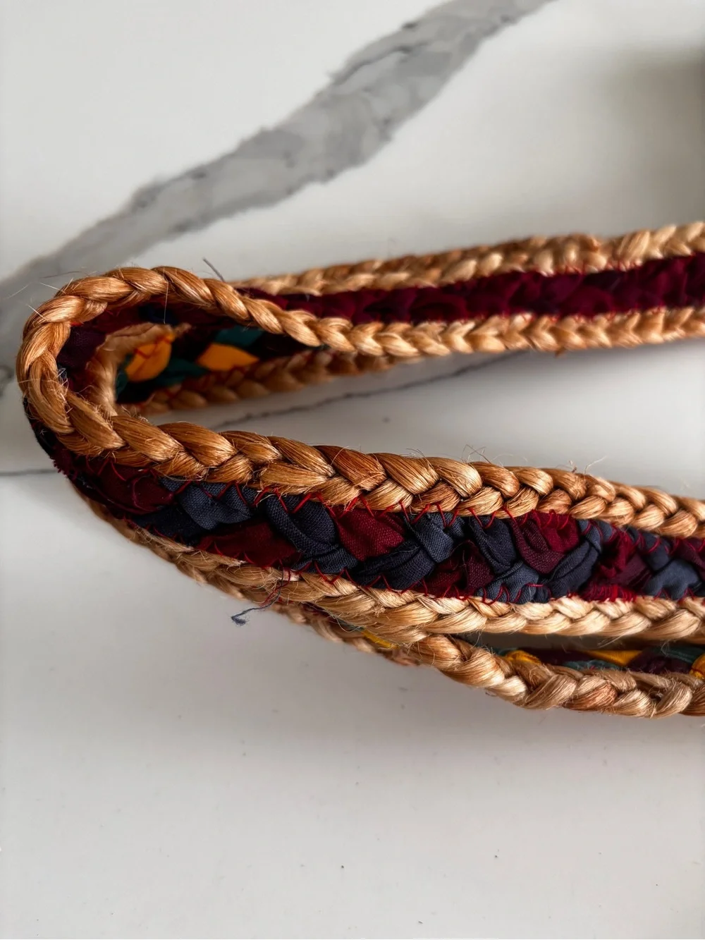 Boho Multicolor Braided Straw Tote Bag